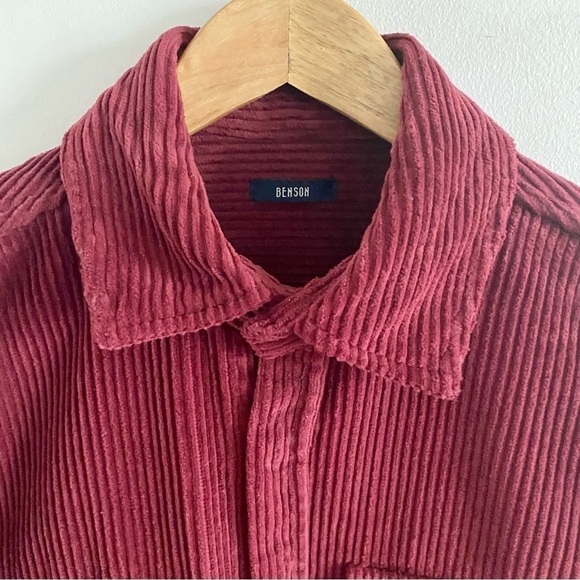𝅺BENSON Asheville Snap Button Corduroy Cotton Shirt Jacket Plum Red Down Casual - Picture 5 of 15
